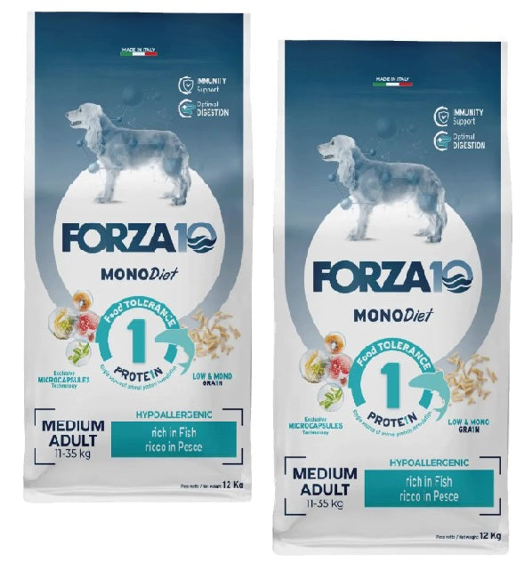2x12kg Forza10 MonoDiet Medium Adult Pesce - Crocchette Cane 2x12kg Forza10 MonoDiet Medium Adult Pesce - Crocchette Cane
